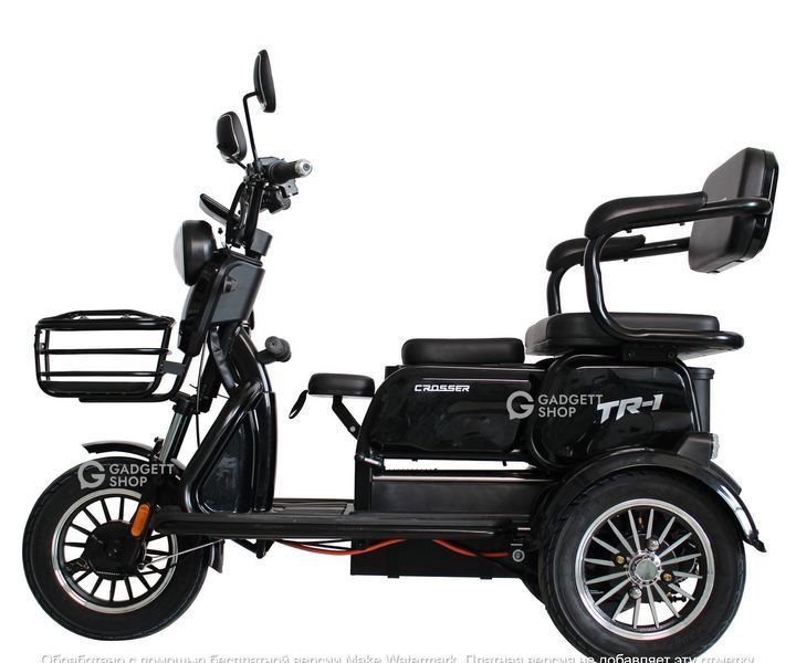Електроскутер триколісний Crosser TR1 LFP 1500W LiFePO4 76.8V 30Ah tr1-lfp-black фото